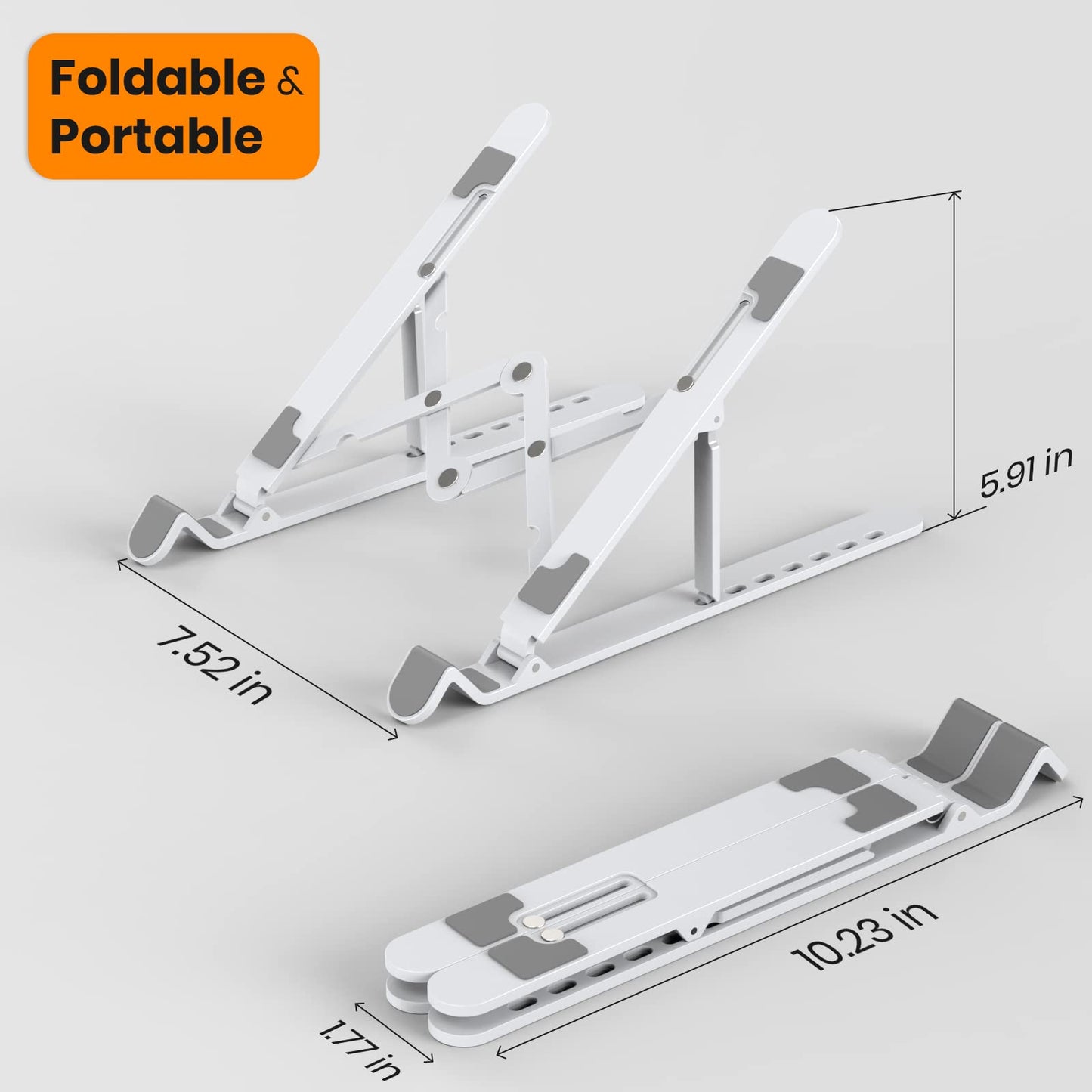 Portable Laptop Stand wi/Carry Bag - Klearlook 7-Level Adjustable Laptop Riser, Foldable ABS+Silicone Laptops Holder for Desk