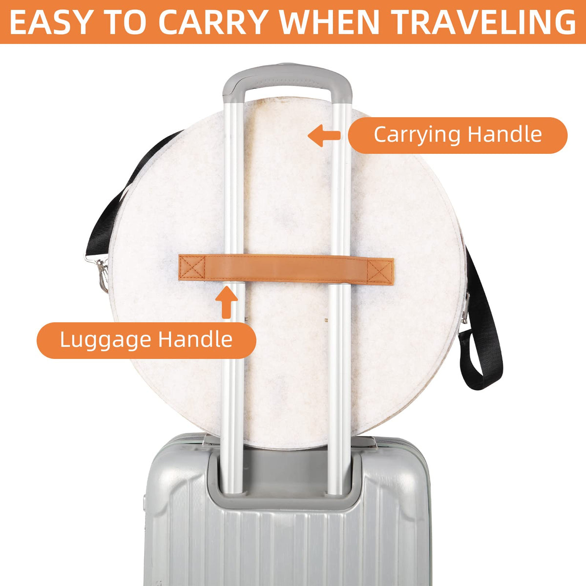 Ohiyoo Travel Hat Boxes with Lid - 16'' x 8'' Round Hat Boxes for Women & Men, Foldable Stuffed Animal Toy Storage Bin White