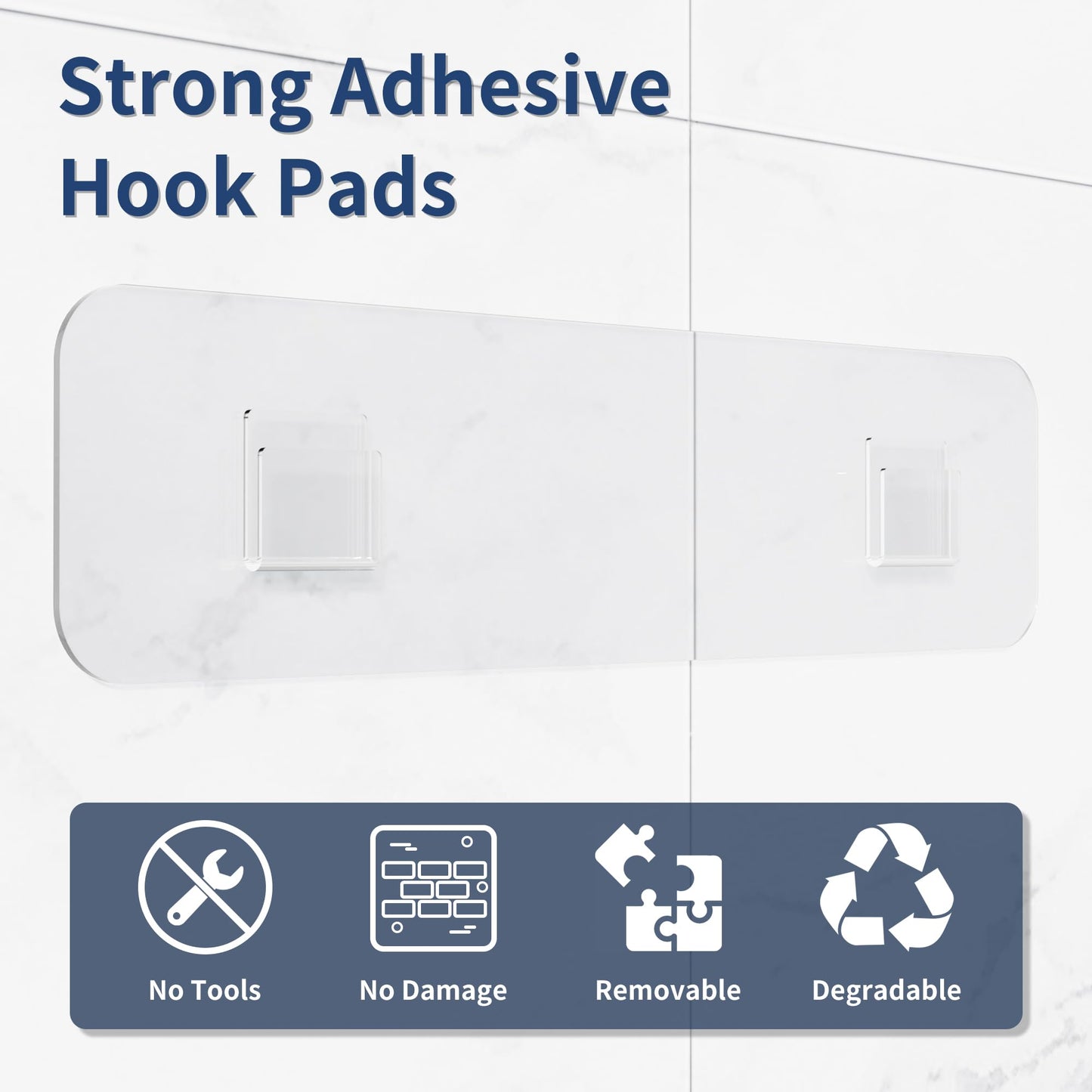 KEGII 2 Pack Adhesive Shower Caddy - Black Stainless Steel Shower Shelf with Soap & Razor Holder, No Drill for Bathroom Kitchen, 5KG Load Capacity