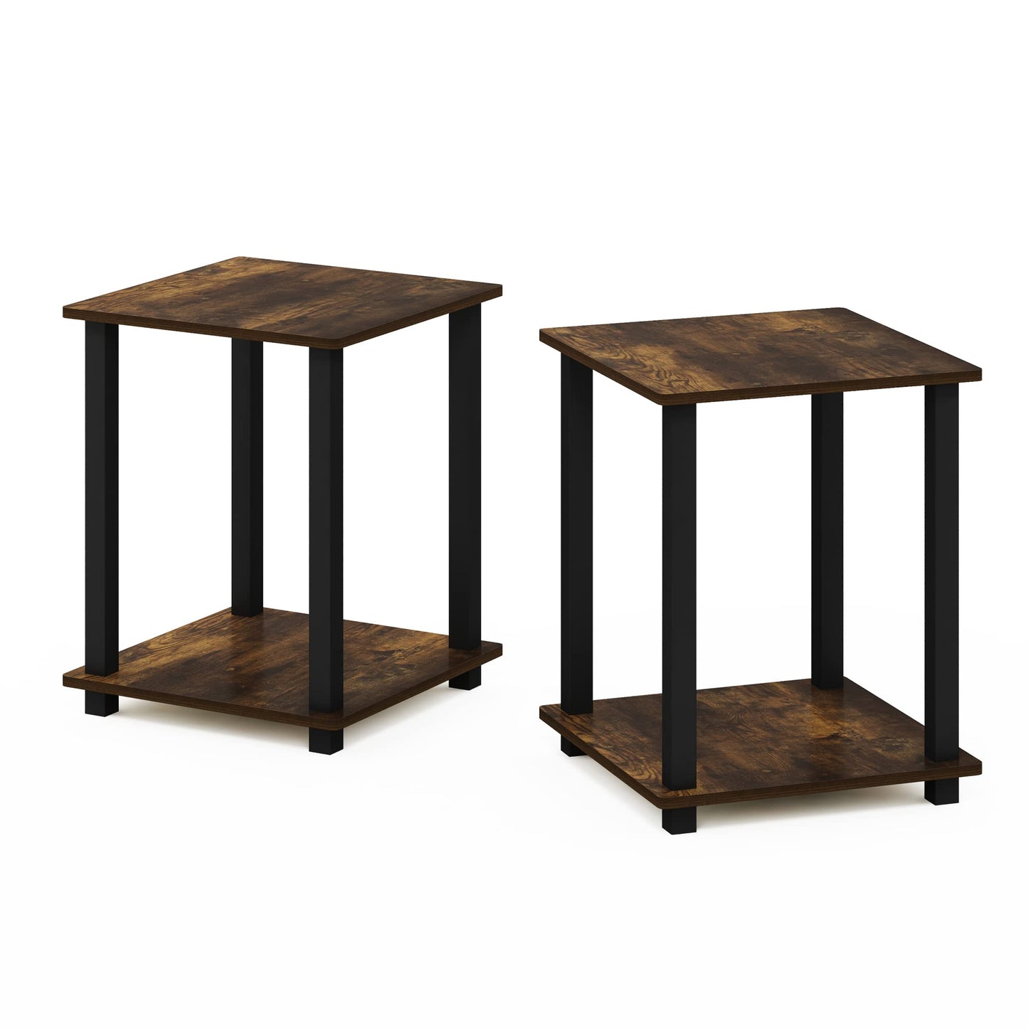 Furinno SIMPLISTIC Side Table Set of 2, 2-Tier End Table, Nightstand, Night Stand, Bedside Table, Easy Assembly, for Living Room, Bedroom, Amber Pine