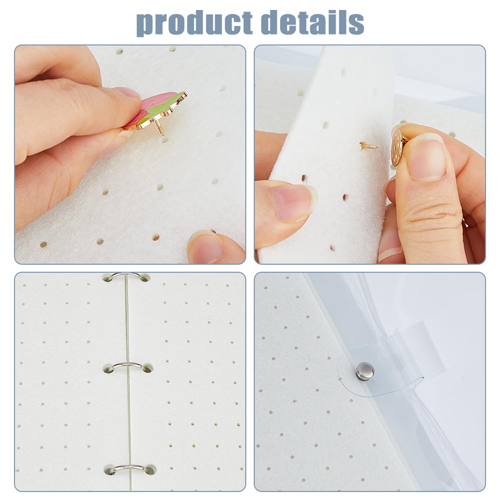 SUPERFINDINGS A4 Enamel Pin Display Book 6 Page Pin Collection Display Holder 300 Pins Capacity Pins Storage Organizer Portable Lapel Brooch Holder