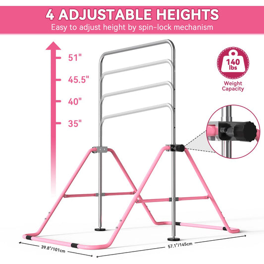 FBSPORT Gymnastics Bar,Gymnastics Equipment, Folding Horizontal Bar for Kids Home Training, Expandable Gymnastics Training Bar Junior with Adjustable