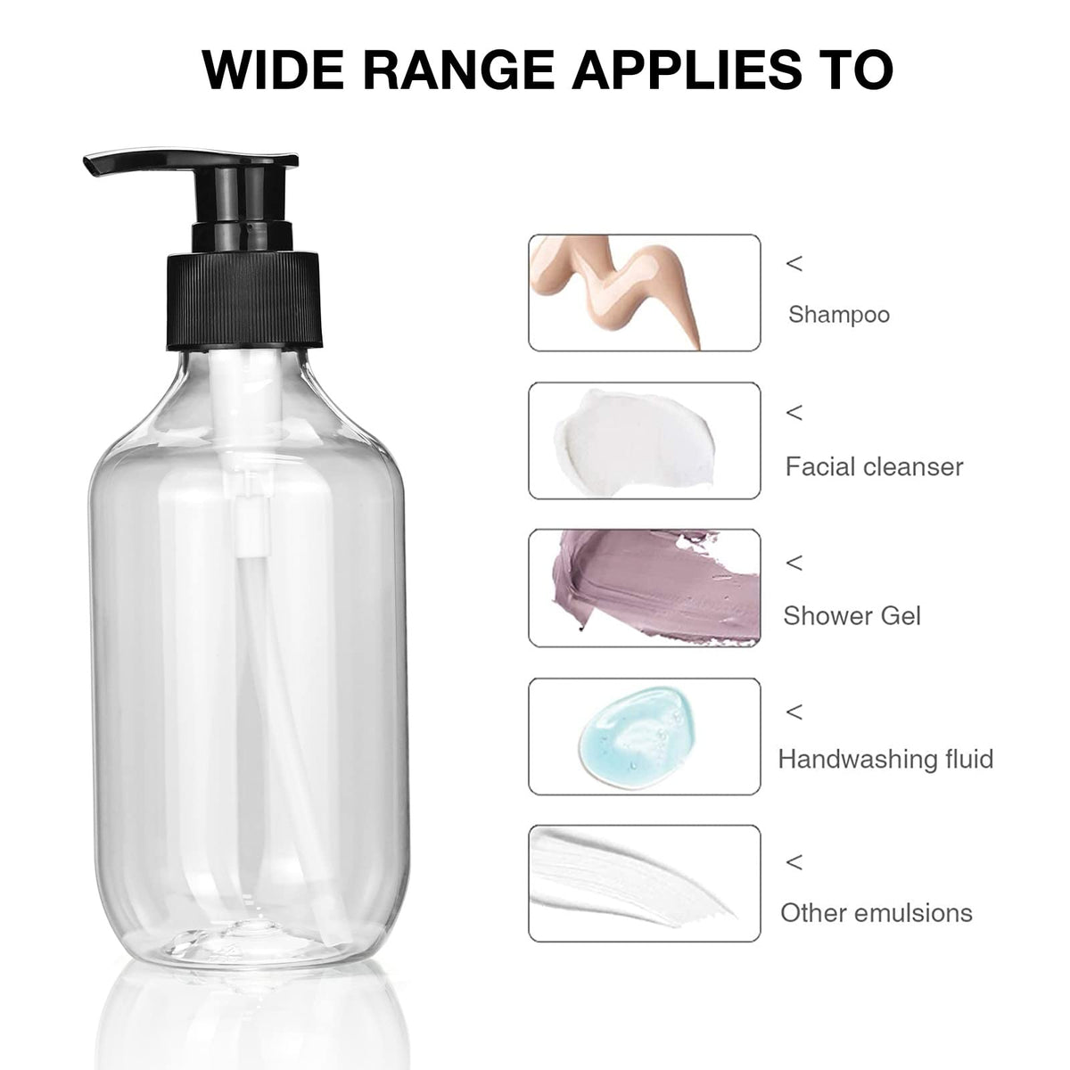 4Pcs Empty Press Pump Bottles, 300ML Refillable Bottle for Cooking Sauces, Plastic Liquid Soap Dispenser Refillable Container for Essential Oils