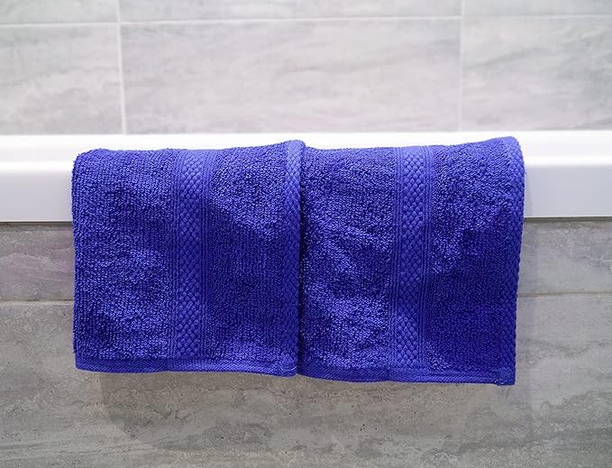Lex's Linens Pack of 2 100% Combed Cotton Royal Blue Towels (Flannels)