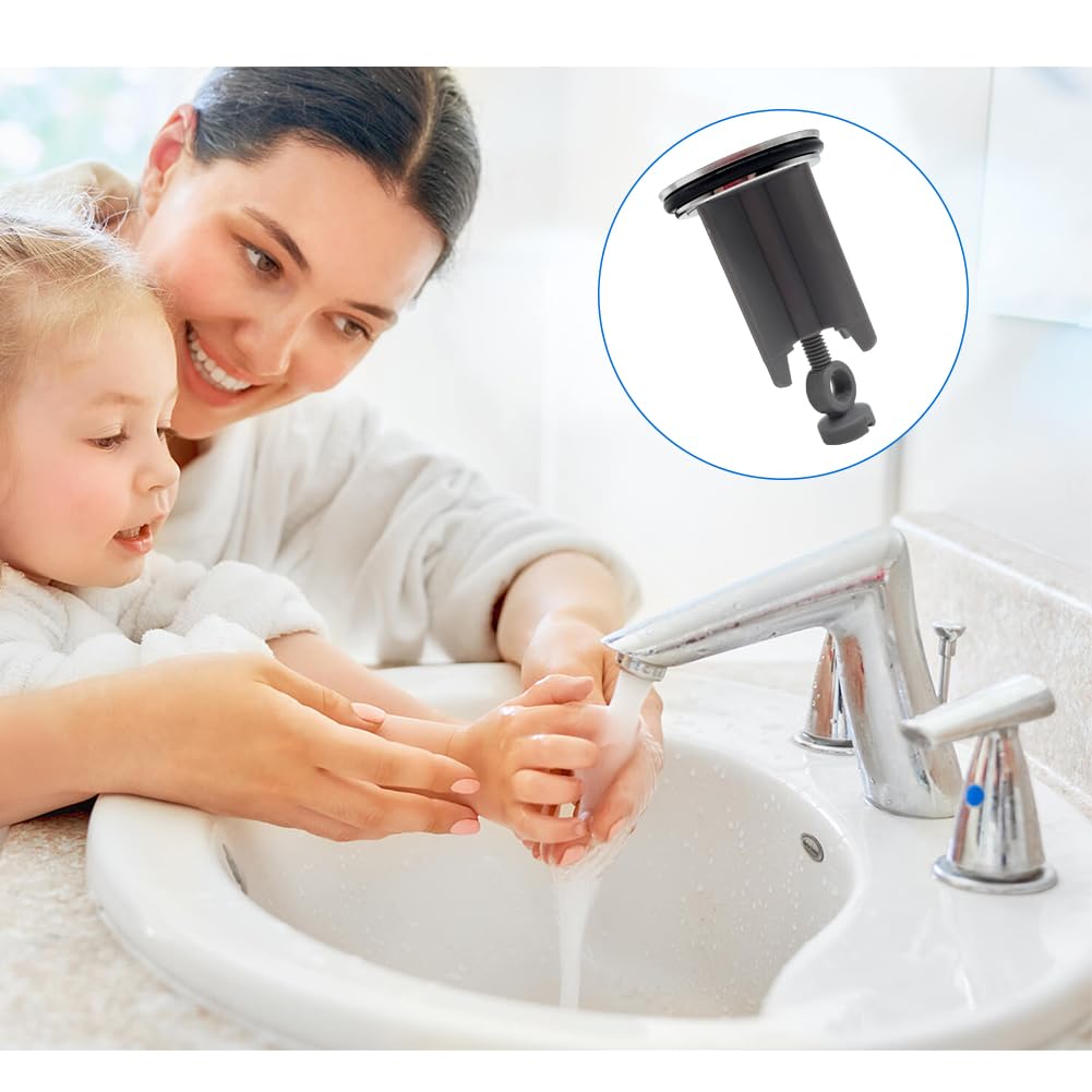 40mm Pop Up Sink Plug Replacement–Grey, Lever Arm Rod Operated Sink Plug, Chonphan Basin Waste Drain Plug, Adjustable, Chrome Brass