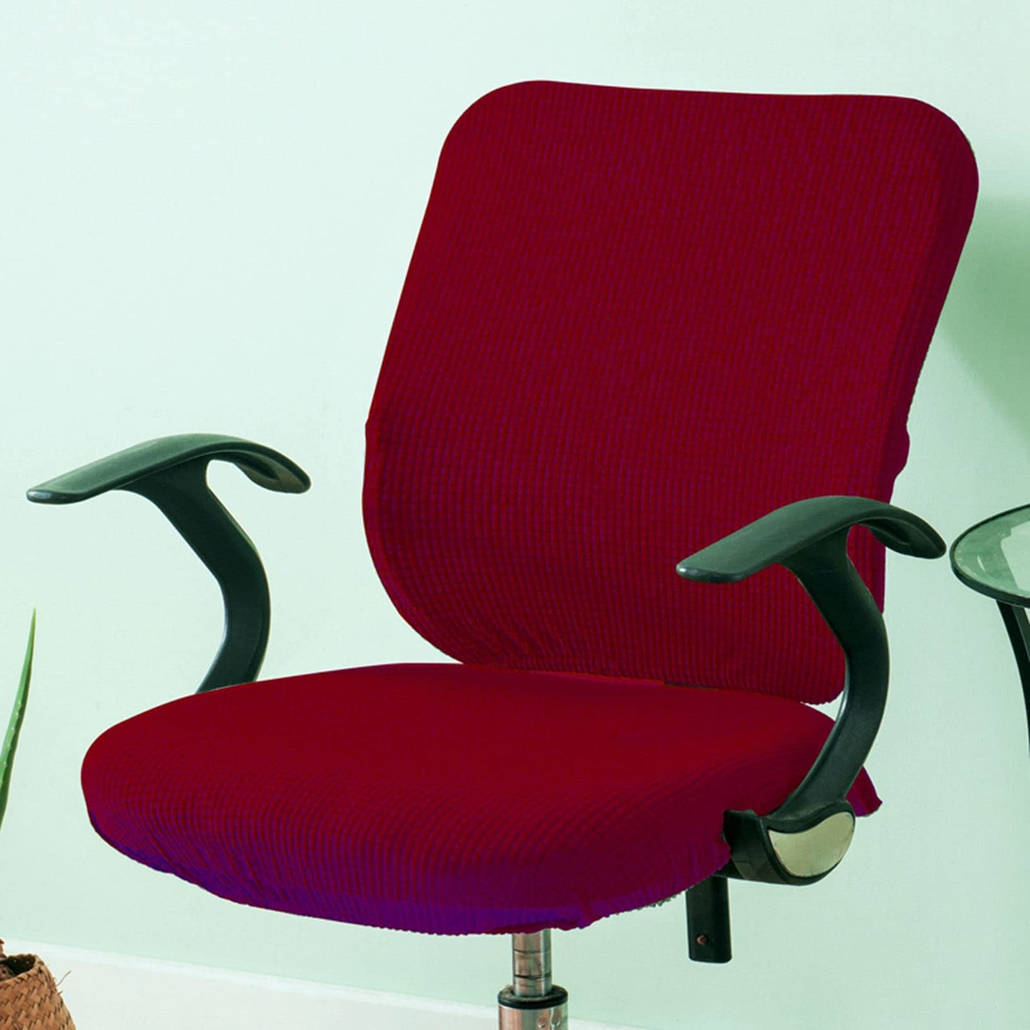 Fenteer Stretch Office Covers Seat Cover Slipcover Desk Seat Cushion Protectors for Computer, Wine Red