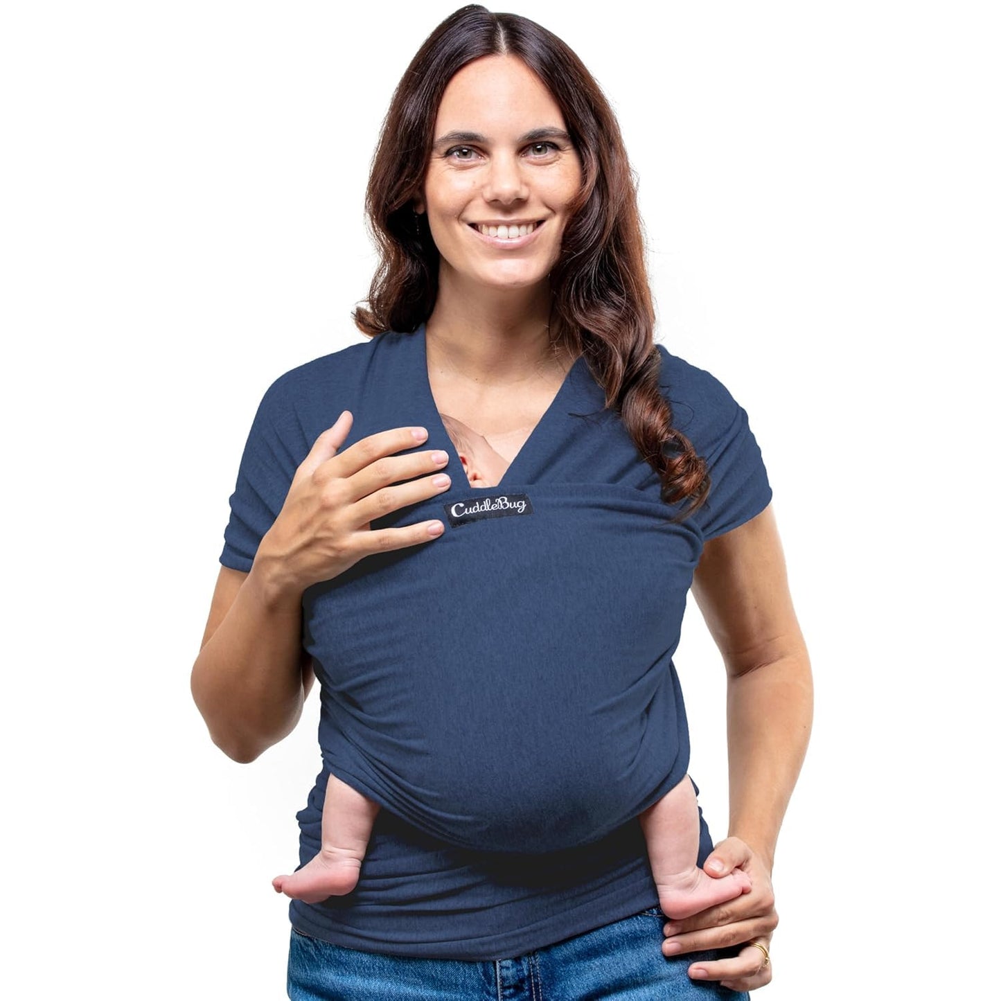 CuddleBug Baby Wrap Sling + Carrier - Newborns & Toddlers up to 36 lbs - Hands Free - Gentle, Stretch Fabric - Ideal for Baby Showers - One Size Fits
