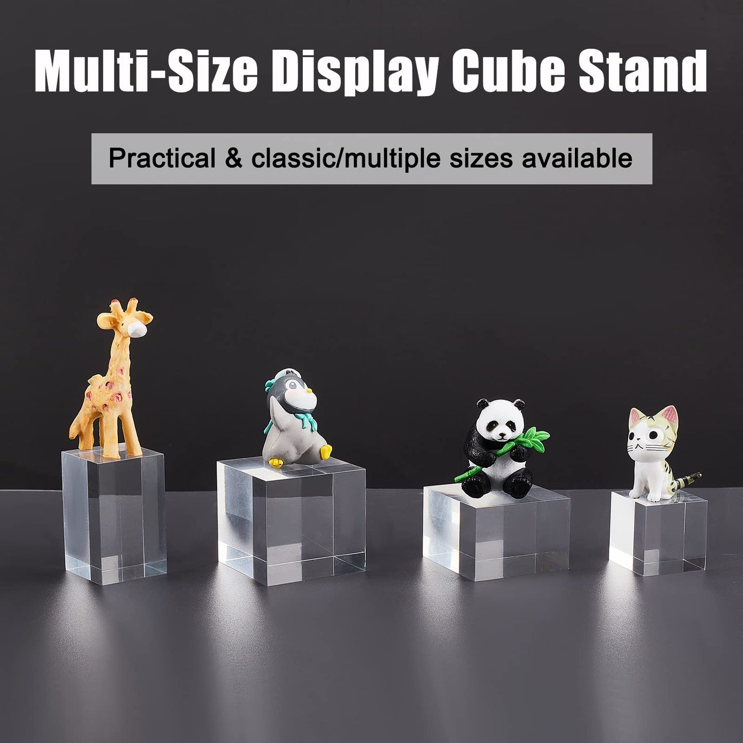 OLYCRAFT 4Pcs Acrylic Display Cubes 4 Sizes Clear Display Bases for Jewelry
