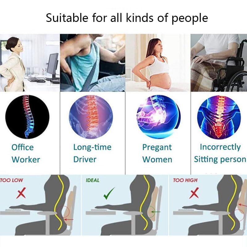 Lumbar Support Pillow for Office Chair Car Memory Foam Back Pillow for Back Pain Relief Improve Posture Ergonomic Back Cushion for Computer