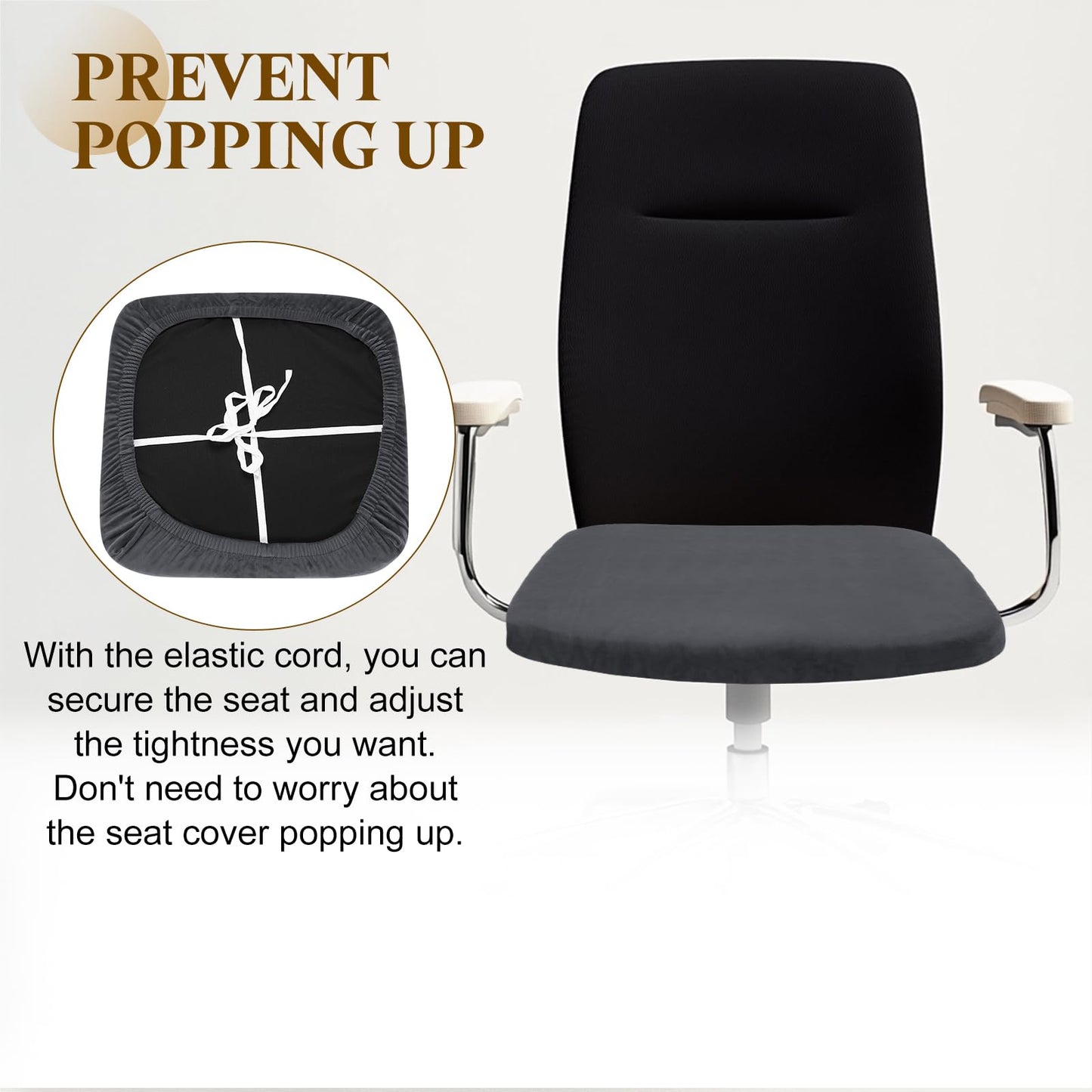 sourcing map Office Chair Cover, Stretchable Soft Rotating Chair Slipcover Washable Desk Computer Seat Cover Protector for Office Home, L(45-48cm)