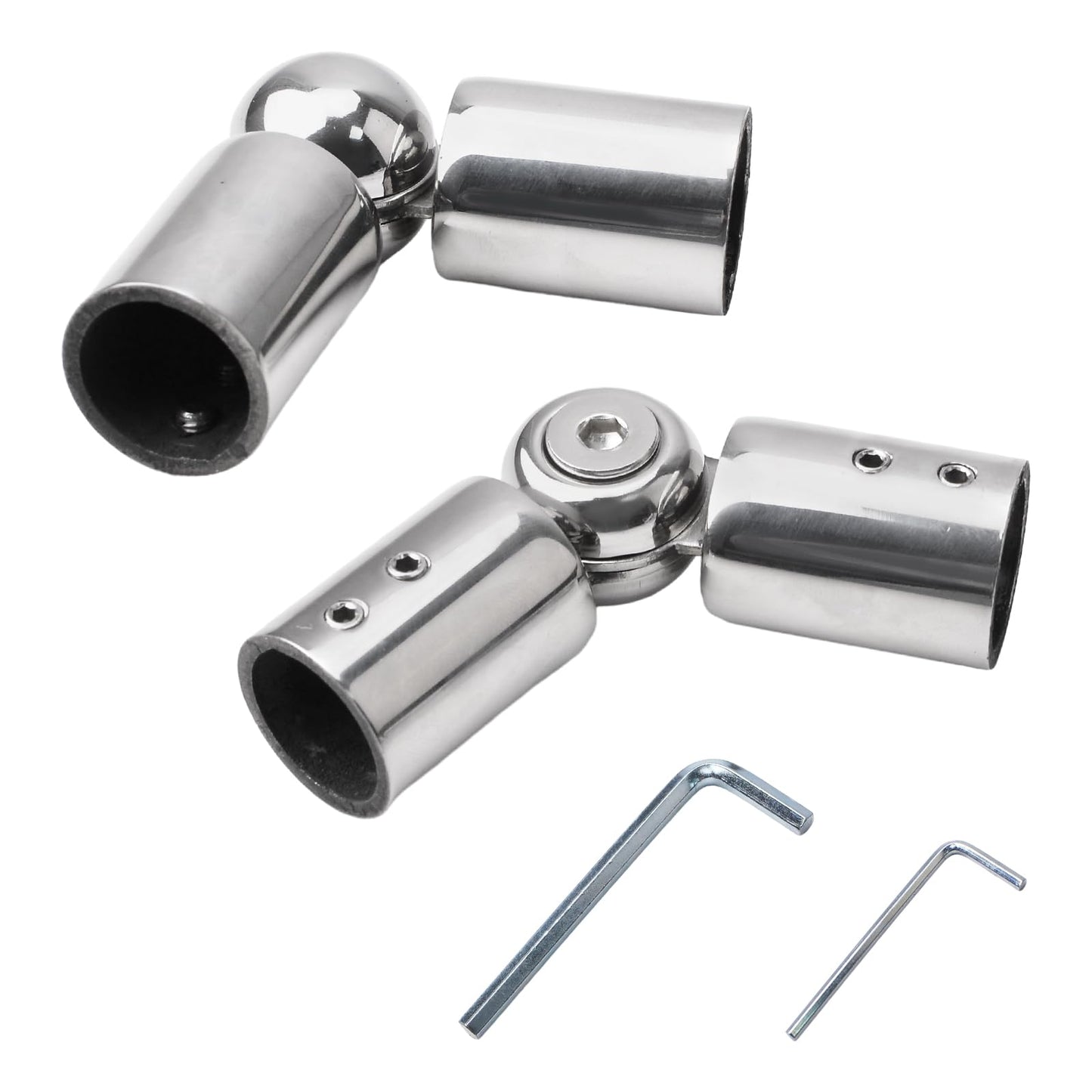 UFURMATE Hinged Elbow Connector, 2Pcs Stainless Steel Curtain Rod Elbow Connectors Curtain Pole Joint Connector Curtain Rod Corner Connector from 90