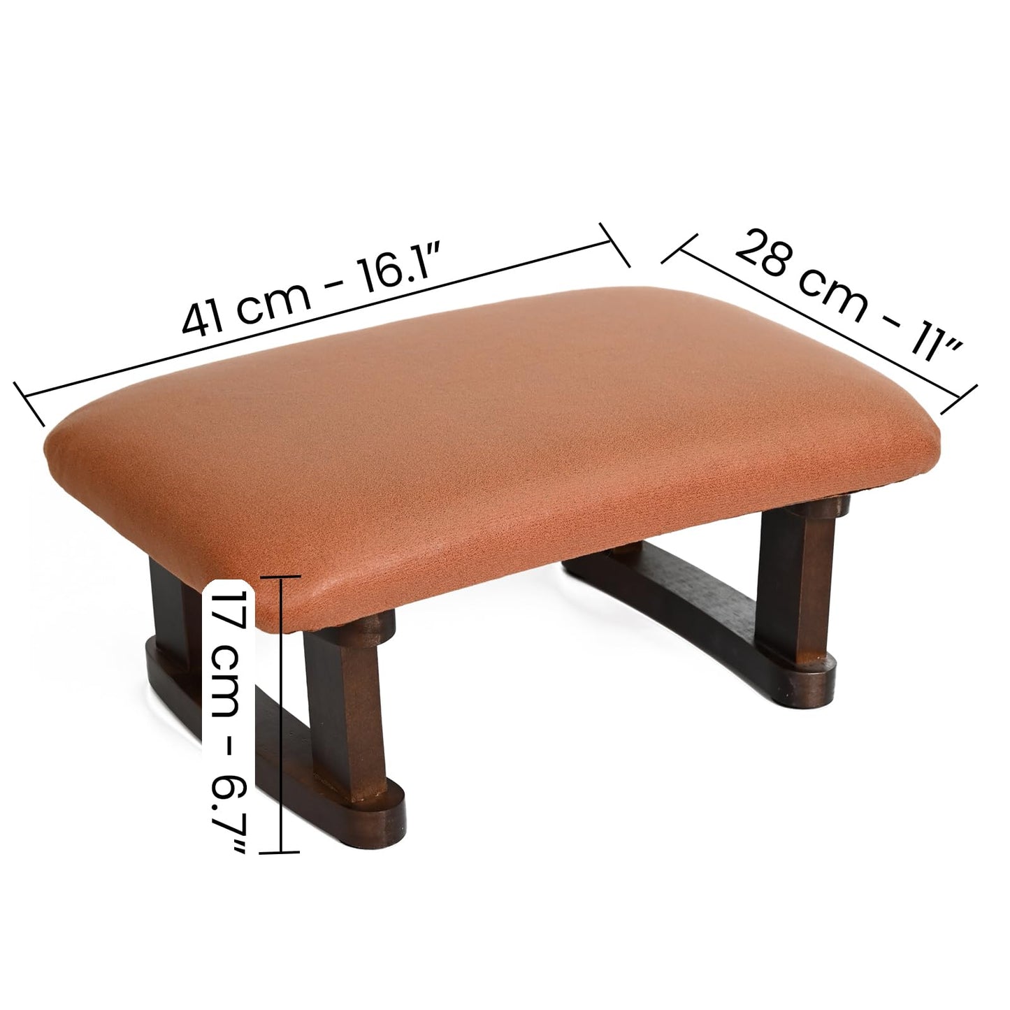Small Footstool Office Under Desk Ottoman Padded Hassock 16.1"(41cm) x 6.7"(17cm) with Wooden Legs Modern Living Room Bedroom Work nail salon Compact