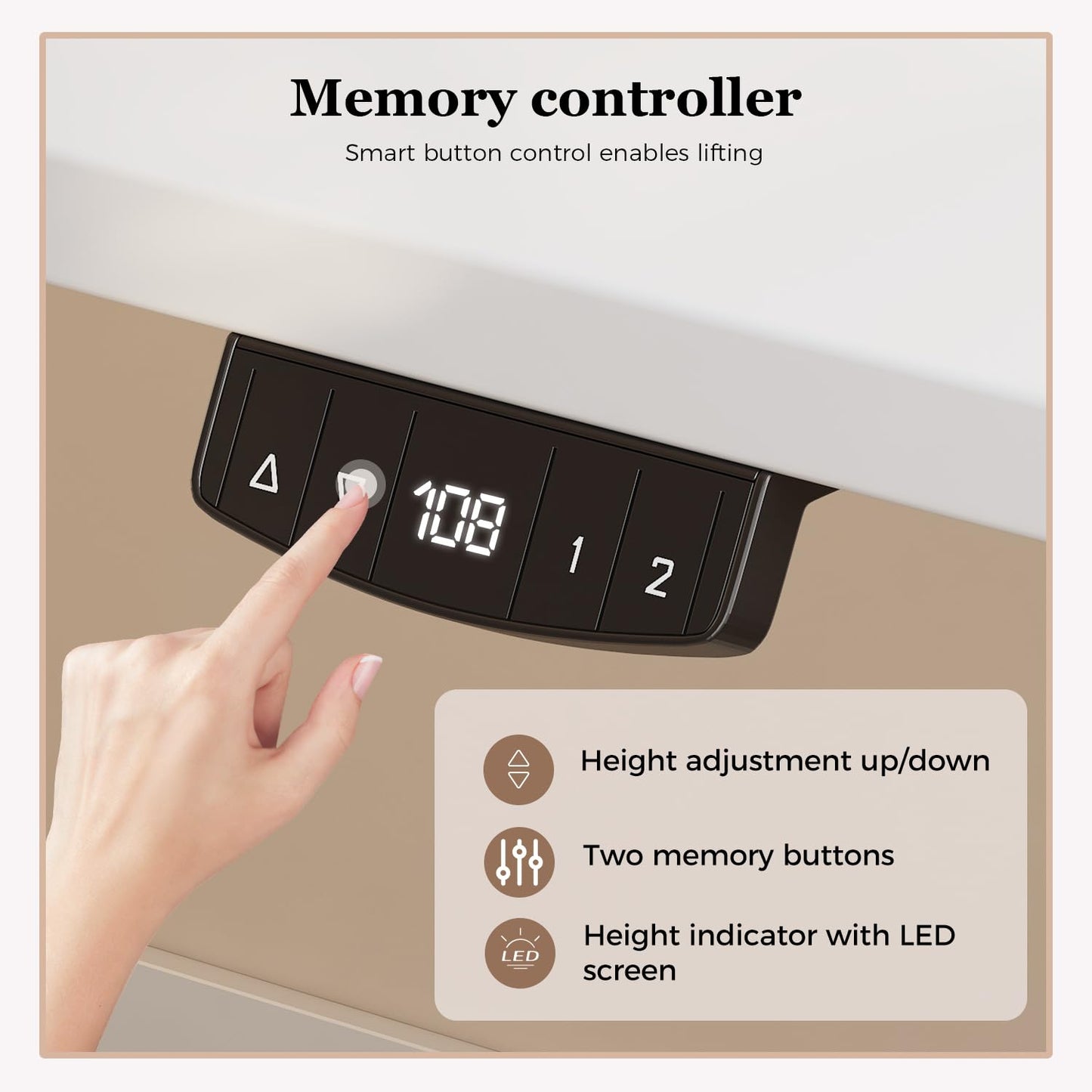 Klicelor Height Adjustable Electric Desk, 2 Memory Buttons, 140x80cm