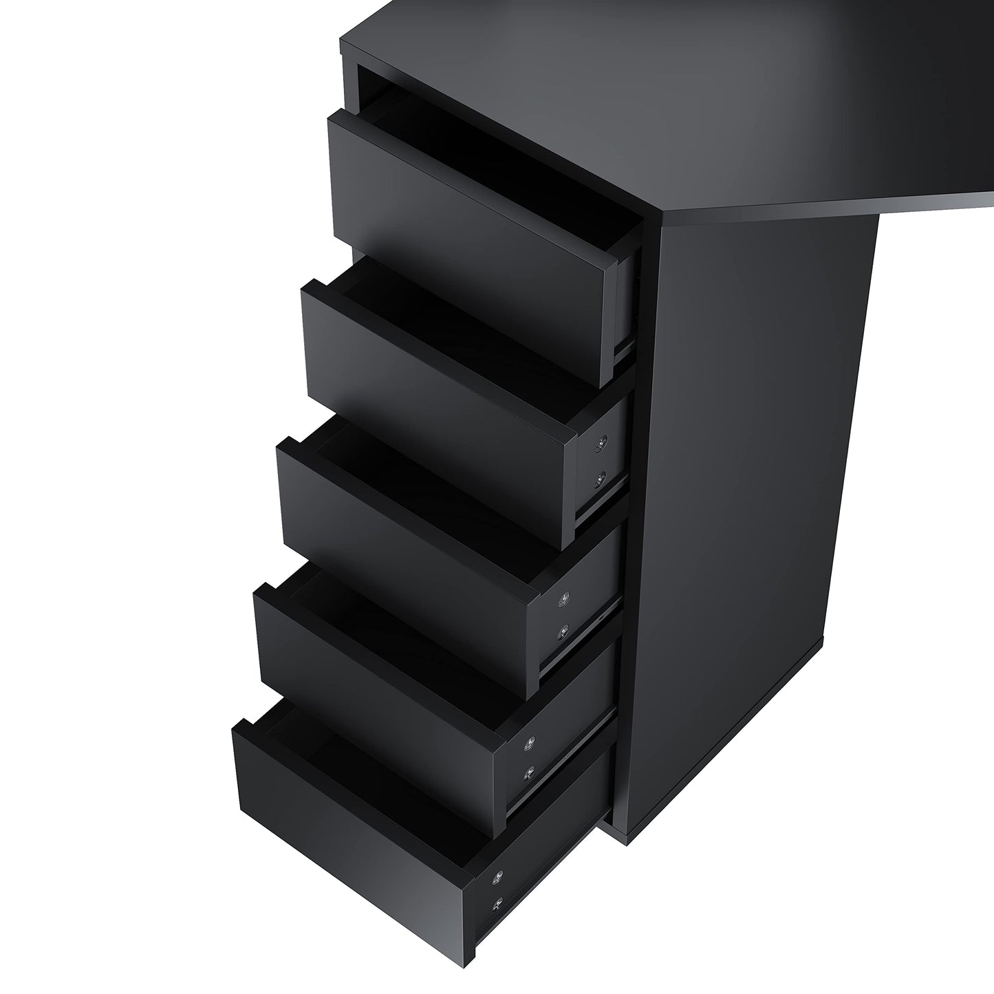 ELEGANT Corner Dressing Table with Mirror and 5 Drawers, 54x111x142cm