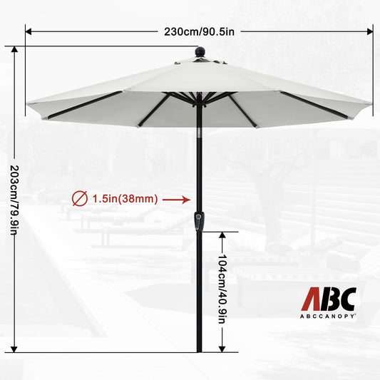 ABCCANOPY 2.3M Parasol Patio Umbrella Table Market Umbrella with Push Button Tilt for Garden, Deck, Backyard and Pool, 8 Ribs 13+Colors