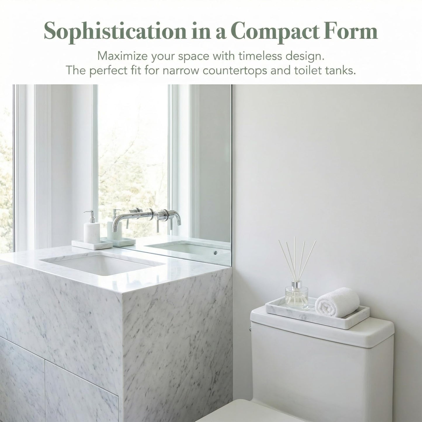 2PCS Bathroom Vanity Tray, Marble Pattern Silicone Organiser Tray for Bathroom Counter, Kitchen Sink & Toilet Tank