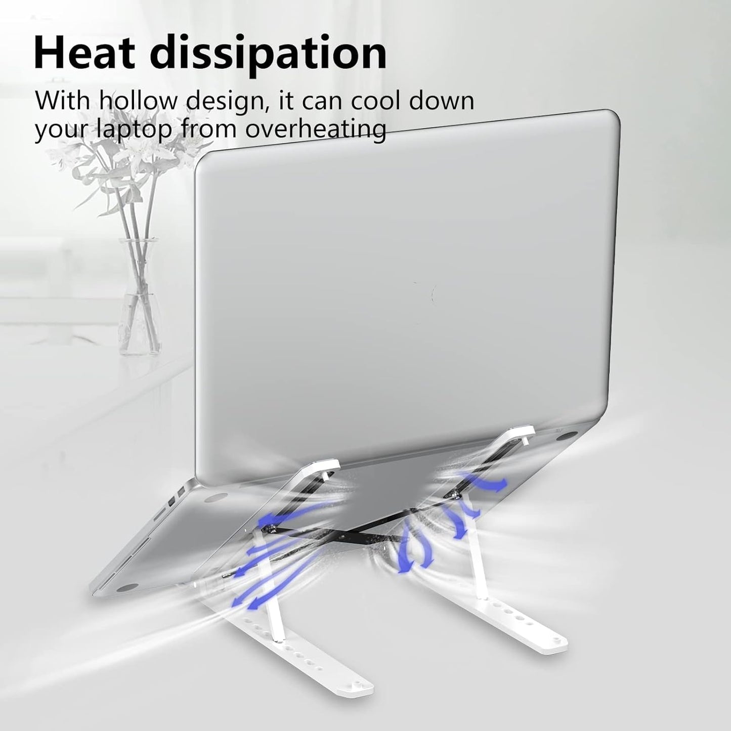 Loxford London Laptop Stand for Desk, Adjustable Laptop Riser Metal Foldable Lap Desk Portable Computer Holder