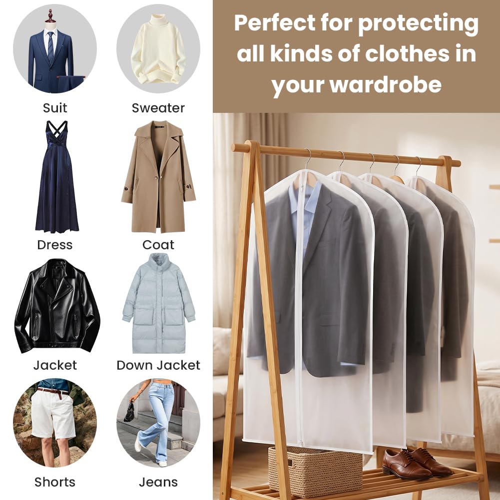 HOTUT 6 PCS Transparent Dustproof Suit Covers Set,60×100CM Garment Bags