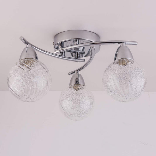 AUROLITE AL1031 BOLLA 3xG9 LED Semi Flush Ceiling Light, Polished Chrome Finish, 12W, Ideal for Living Room, Bedroom, Kitchen, and Hallway, Straight,