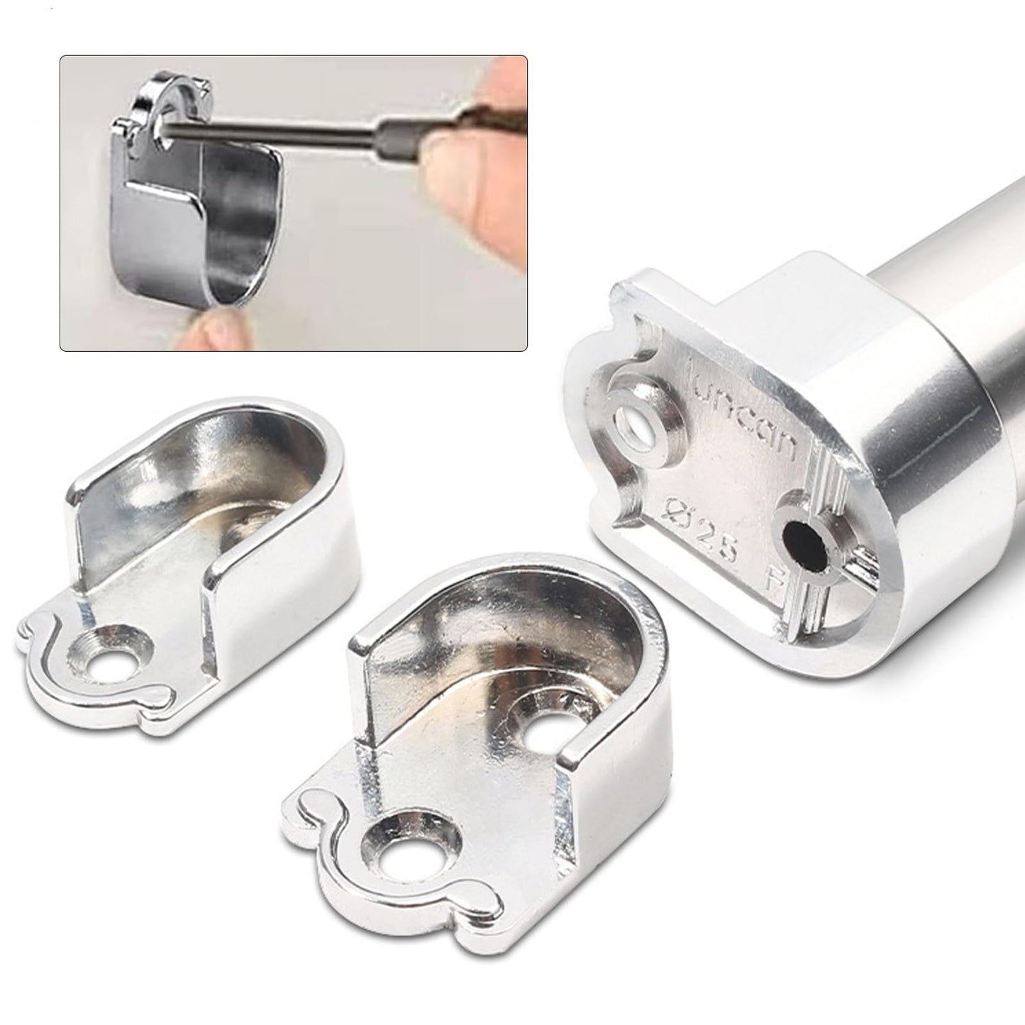 2 Pcs Wardrobe Rail Bracket, 19mm Diameter Zinc Alloy Wardrobe Closet Rod Bracket, U Shaped Curtain Pole Brackets