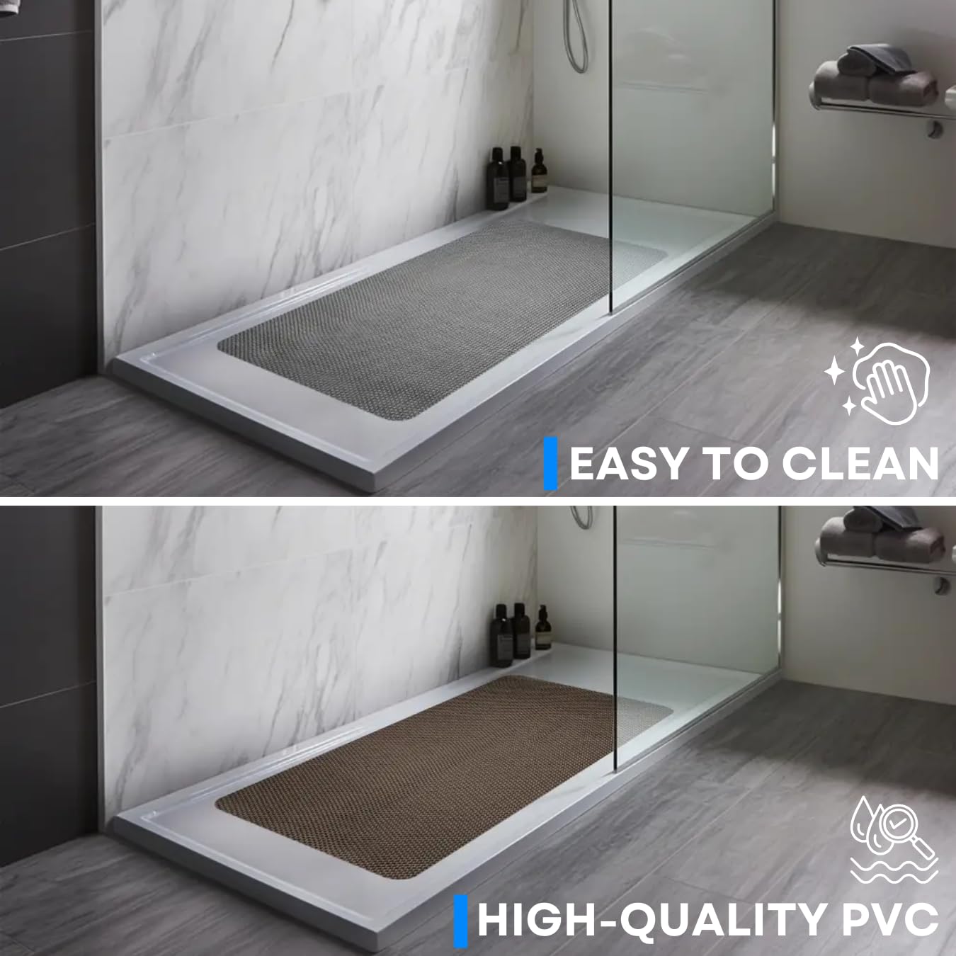 Nicoman Reversible Bath Mat Non Slip Anti Mold, Shower Mat for Tub Bathtub, Anti Slip Shower Mats for Inside Outside