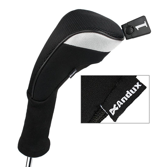 Andux 4pcs/Set Golf Wood Club Head Covers 460cc Driver with Long Neck Black