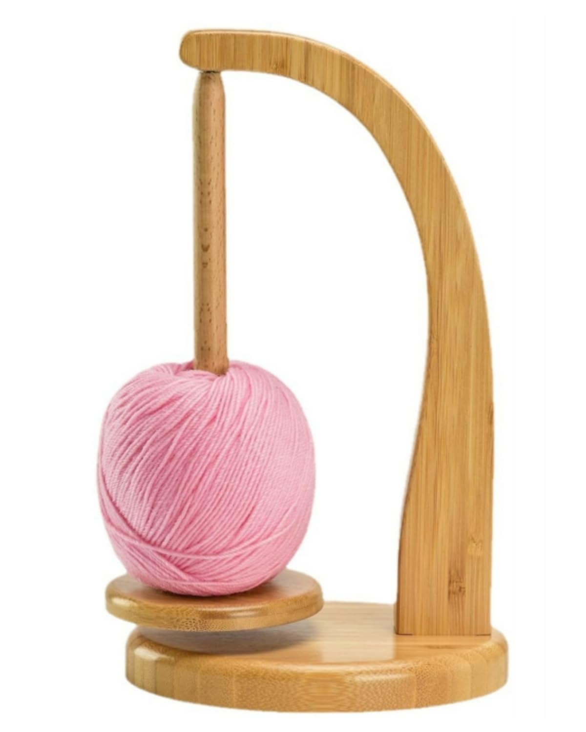 ZMShenMa Wooden Rotatable Spool Holder, High-Performance Magnetic Hand Woven Yarn Holder, Wooden Yarn Shaft Rotating Tool (Natural)