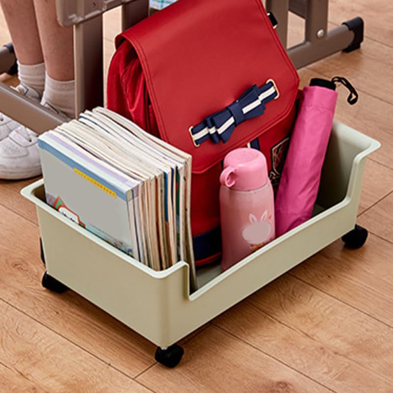 Healifty Book Storage Container on Wheels Plastic Storage Box with Wheels under Desk Bookcase for Dormitory Office and Home for Books and Sundries