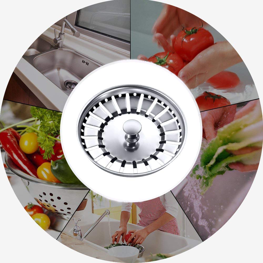 Tomario Kitchen Sink Strainer Plug Stainless Steel Thicken for Kitchen Sink, Hole Diameter 78mm 79mm 82mm 84mm (2 Pack, 84mm, Bonus Storage Case)