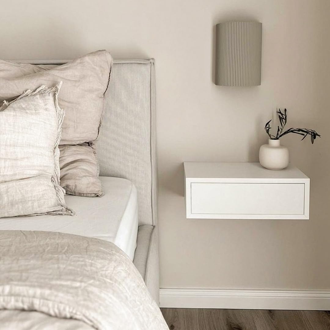 Mobili Fiver, Riccardo Wall bedside table, Matt White, Made In Italy