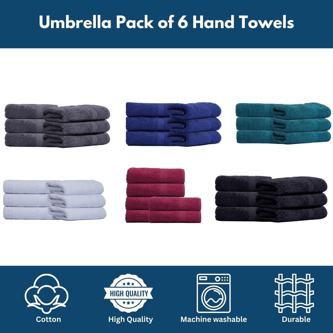 Ultra Soft & Thick Hand Towels - 6-Pack, 100% Combed Cotton, High Absorbency, Large 40 x 70 cm Hand Towels, Quick-Dry, Premium Hotel & Spa Quality