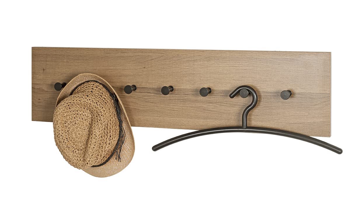 HAKU wardrobe oak, black, MDF, metal - Dim.: W 80 cm x H 20 cm x D 5 cm, Style: Modern