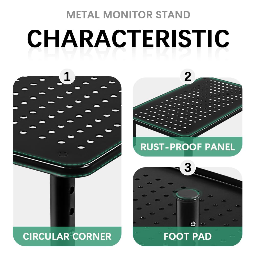 FURWOO 2 Pack Laptop Stand Desk Monitor Stand for Computer Printer Notebook 3 Height Adjustable Laptop Riser for Office Home School Black