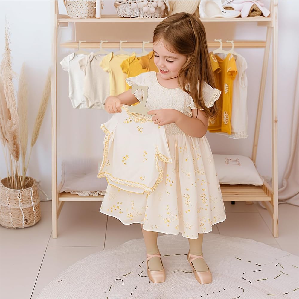 Baby Hangers Wooden - 7pcs Baby Coat Hangers - Baby Clothes Hangers,Non-slip Hangers Newborn,Baby Hangers for Clothes,Space Saving Wooden