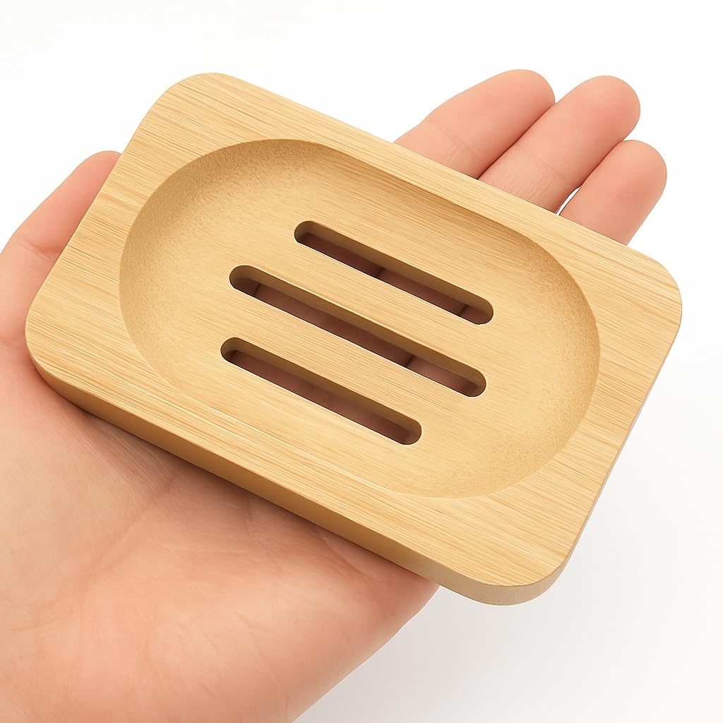 Bamboo Soap Dish, Wooden Soap Dispenser for Bathroom, Kitchen, Dining Room, Bedroom, Living Room, Bedside Table