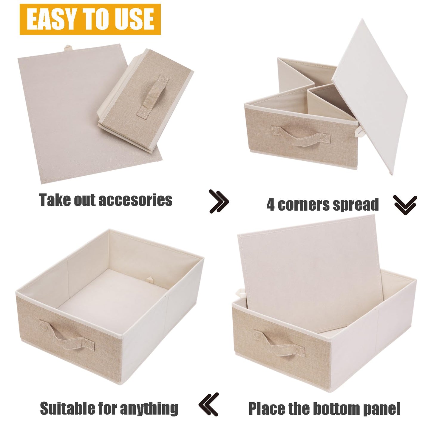 4 Pack Wardrobe Storage Organiser Box for Clothes Shelves Foldable Fabric