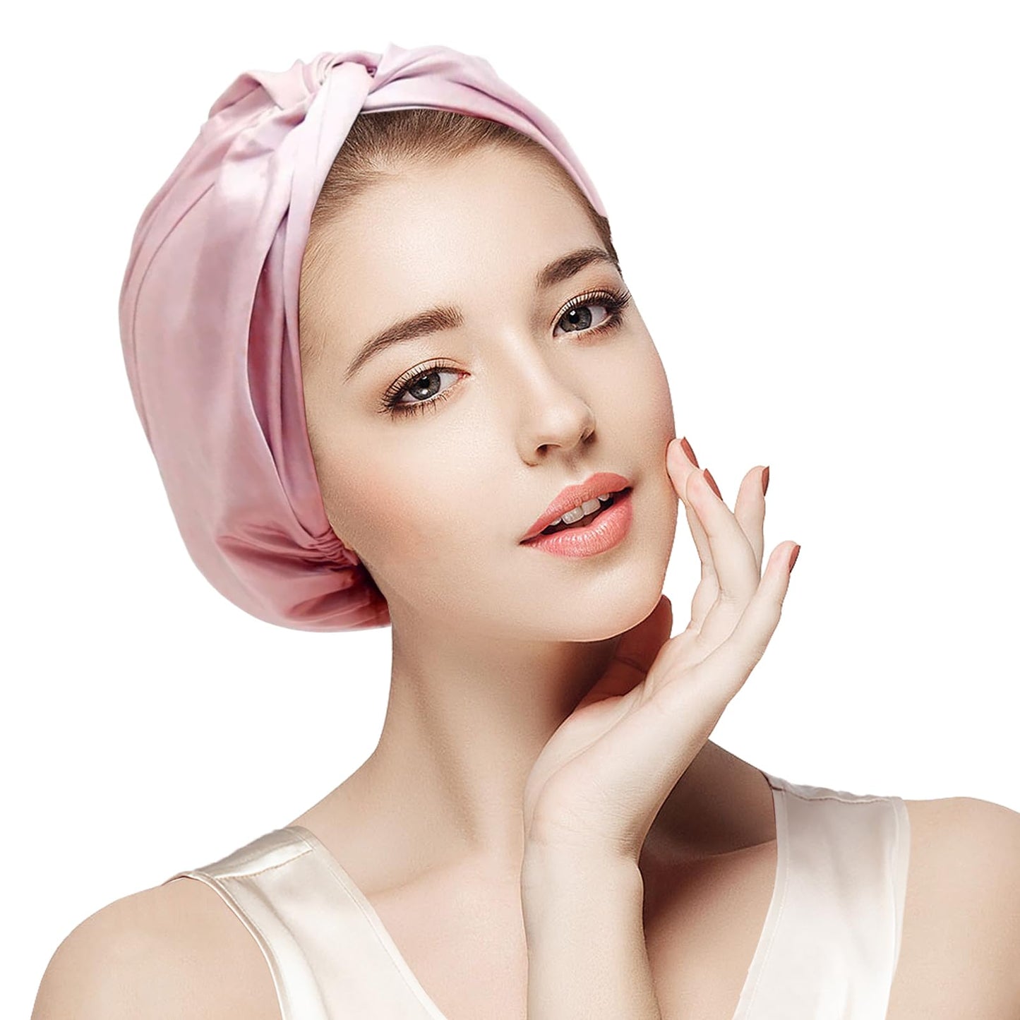 22 Momme 100% Pure Mulberry Silk Sleep Cap for Women Hair Care,Double Layer Natural Silk Bonnet Shower Cap Hair Wrap for Sleeping,Silk Night Hat with