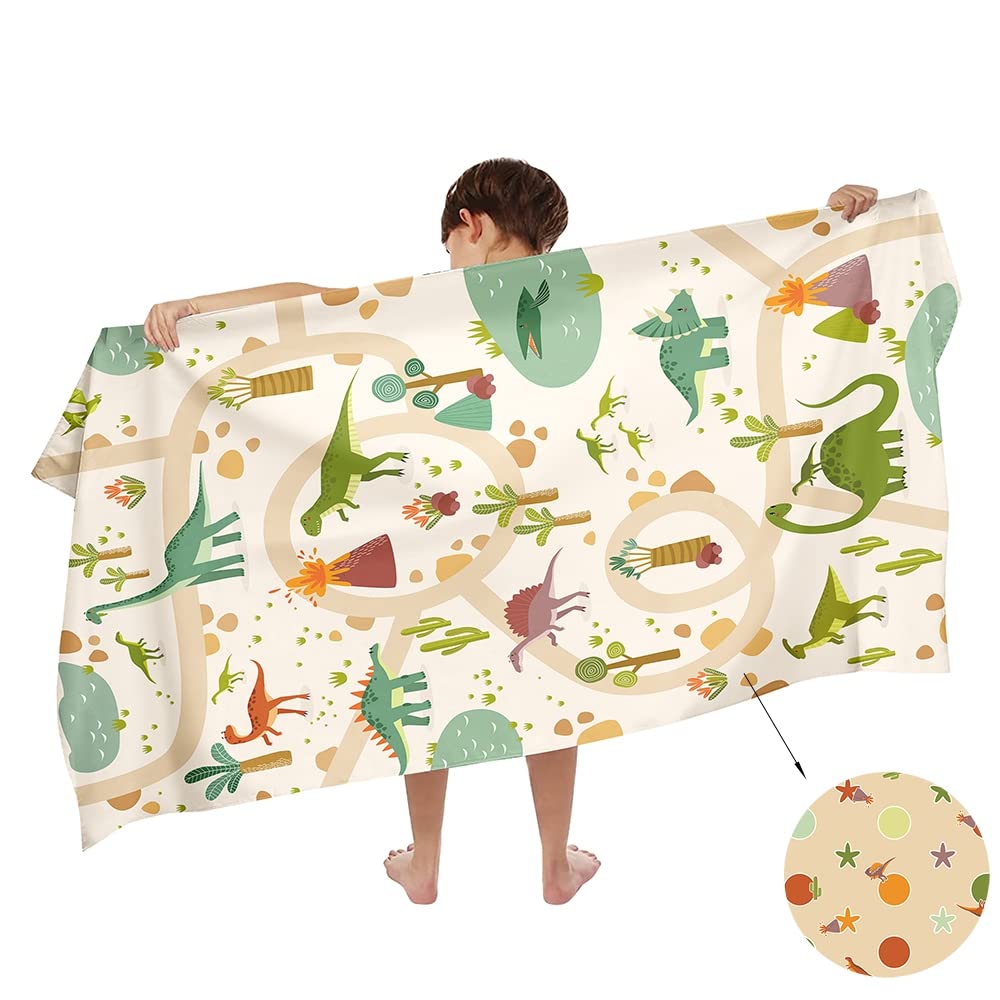 Ulticool Microfibre Children's Towel 140 x 70 cm - Dinosaur Toy Figures Dino - Lightweight Travel Towel Quick-Drying Bath Towel Beach Towel Microfibre