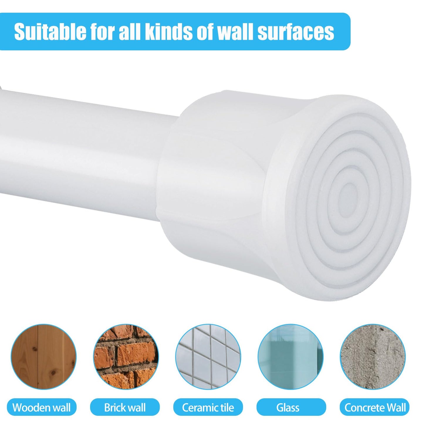 4 Piece Shower Rod Without Drill Stainless Steel Curtain Rod Holder Extendable Curtain Rod