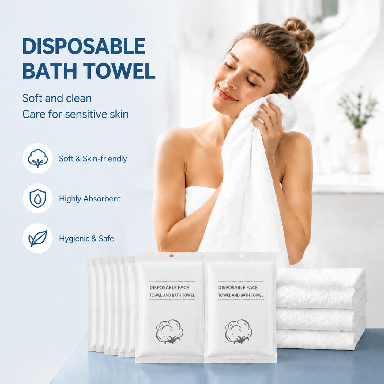 ERHAOG Disposable Bath Towels, 6 Pcs Large Travel Bath Towel 55 * 28 Inches, Travel Essentials Compressed Towel