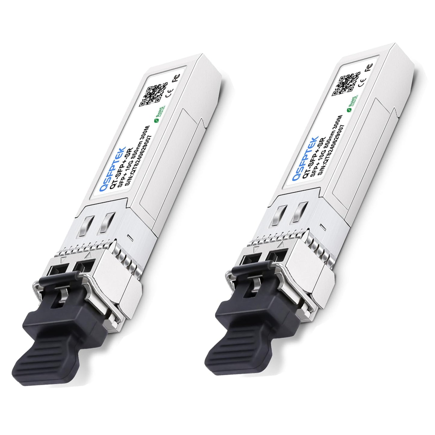 QSFPTEK 2Pack 10G-SR SFP+ 850nm 300M Module 10GBASE-SR Multimode LC SFP+ Transceiver for Cisco SFP-10G-SR, Ubiquiti UF-MM-10G, Netgear, Mikrotik,