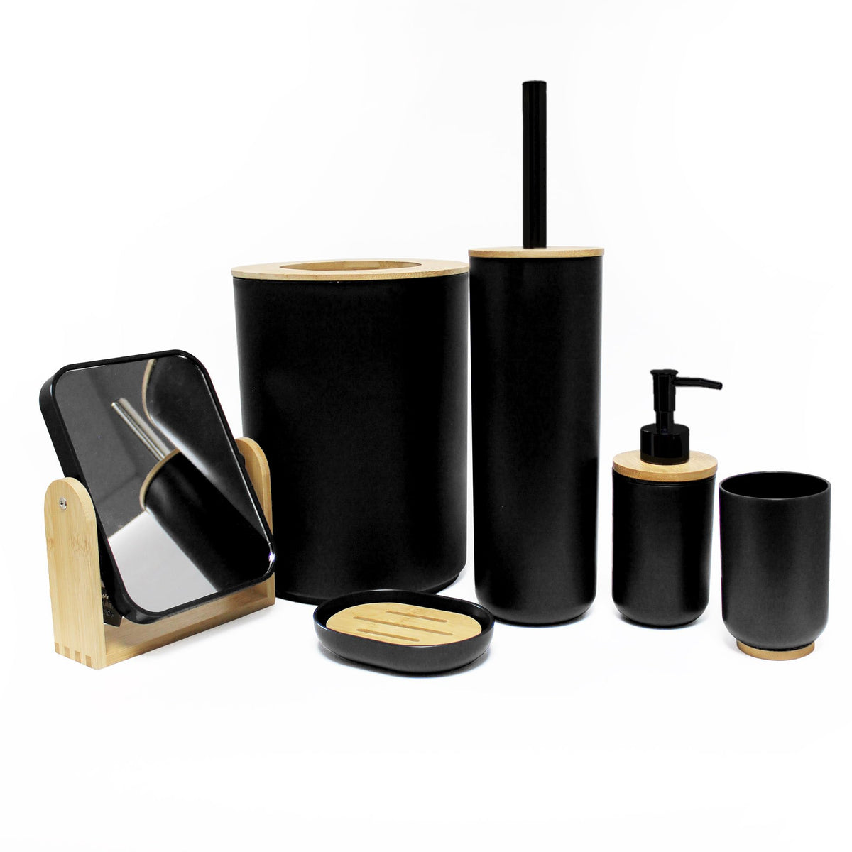 douceur d'intérieur, Toilet Brush Diameter 9.2 x 37 cm Smart Black, Polystyrene and Bamboo
