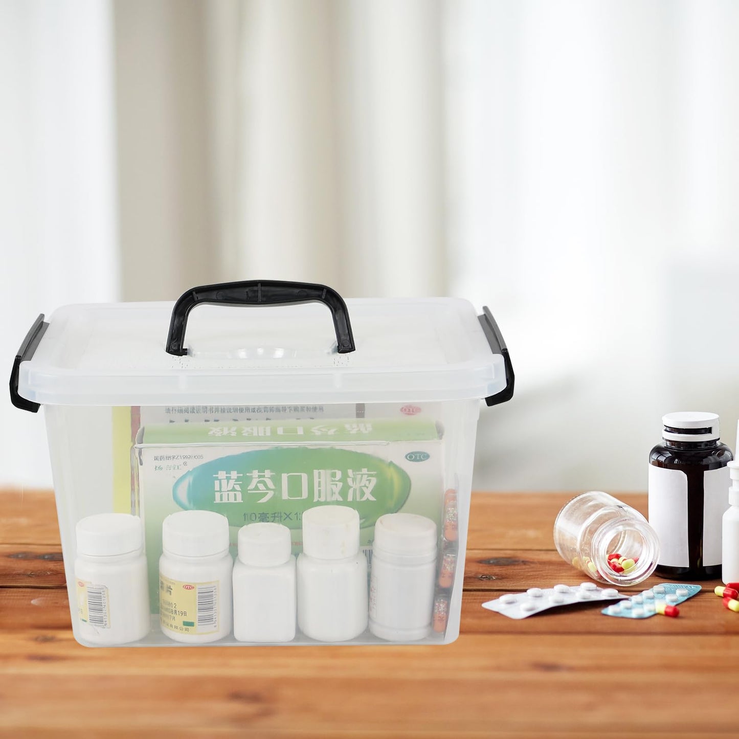Melontray 5 L 4 Packs Clear Plastic Storage Box with Lid, Small Stackable Storage Containers