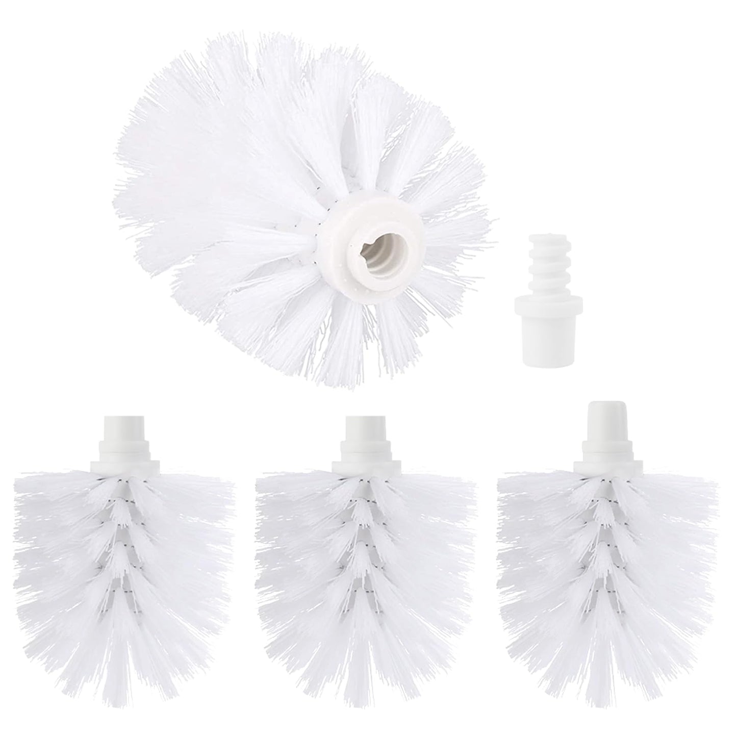 SacJkt Toilet Brush Replacement, 4pcs Durable Round Brushes Head with Socket, Ideal Cleaning Accessory for Toilet Cleaning Brushes, (Suitable for