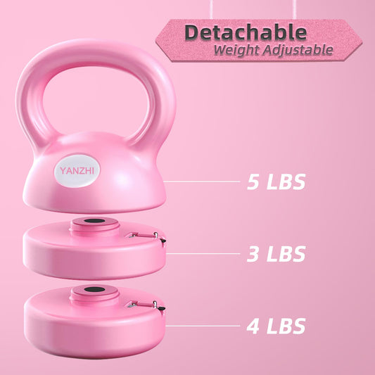 Kettlebell, Adjustable Kettlebell Weights 5lbs, 8lbs, 9lbs, 12lbs, Exercise Handle Grip Kettlebells Great for Home or Gym Workout Free Weights Men