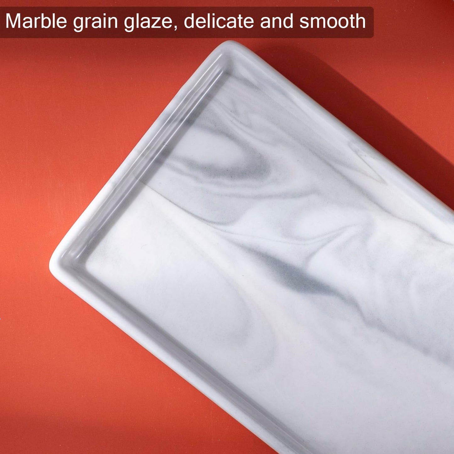 Ceramic trays for cosmetics, jewelry, suitable for organizing dressing tables and bathrooms, trays for toiletries etc (Grey-small)