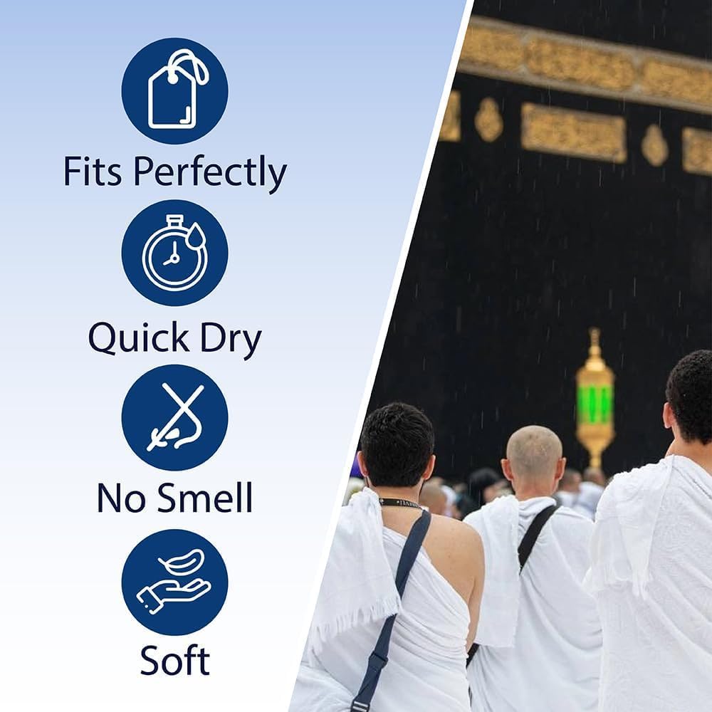 Ihram Ehram Ahram for Men for Hajj and Umrah Sanitary Towels 100% Natural Cotton 110 x 220 cm
