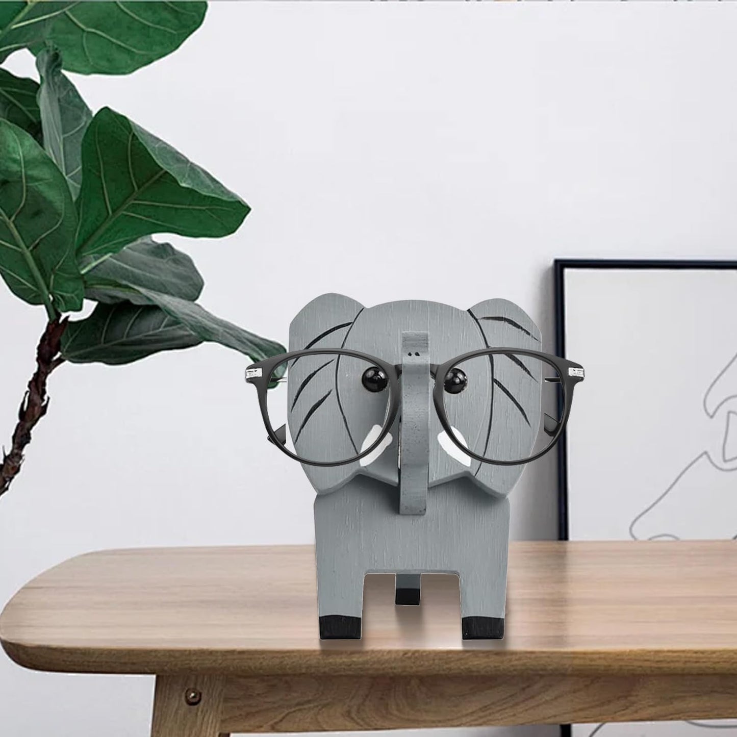 BRIOTA Elephant Shaped Glasses Holder, Animals Glasses Stand, 3D Puzzle Eye Glasses Holder Stand, Wooden Spectacle Holder
