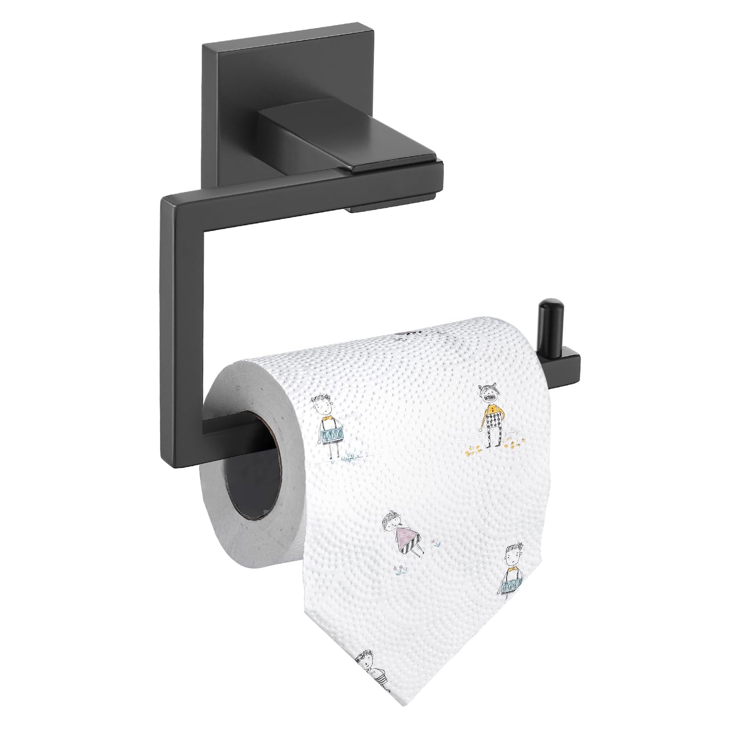 TURS Toilet Roll Holder 304 Stainless Steel Waterproof Toilet Paper Holder Wall Mounted Chrome Toilet Roll Holder for Bedroom Matte Black Finish