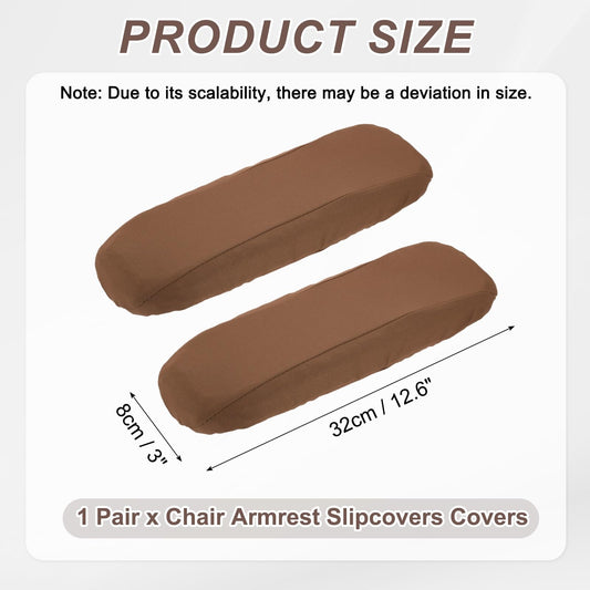 sourcing map Chair Armrest Slipcovers Covers, 32 x 8cm Polyester Removable Seat Hand Rest Protector for Office Chairs Desk ChairBrown